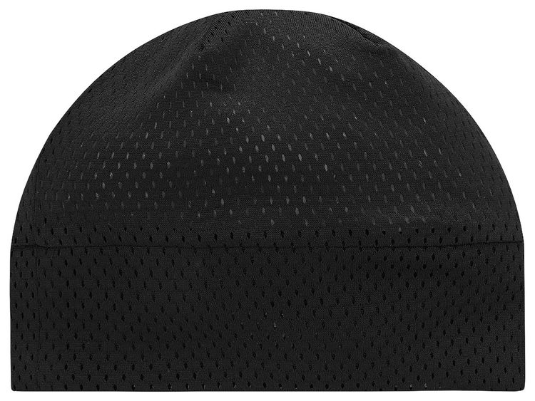 Back of the plain black mesh beanie.
