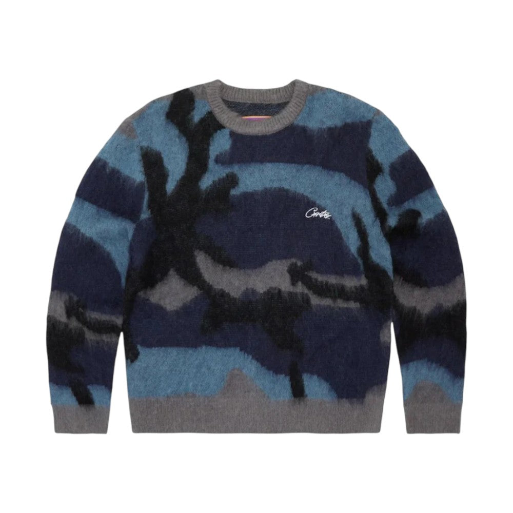 Corteiz Mohair Knit Sweater Ocean Camo
