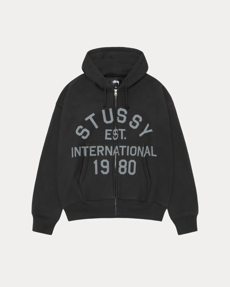 Stüssy EST. International 80 zip hoodie in black