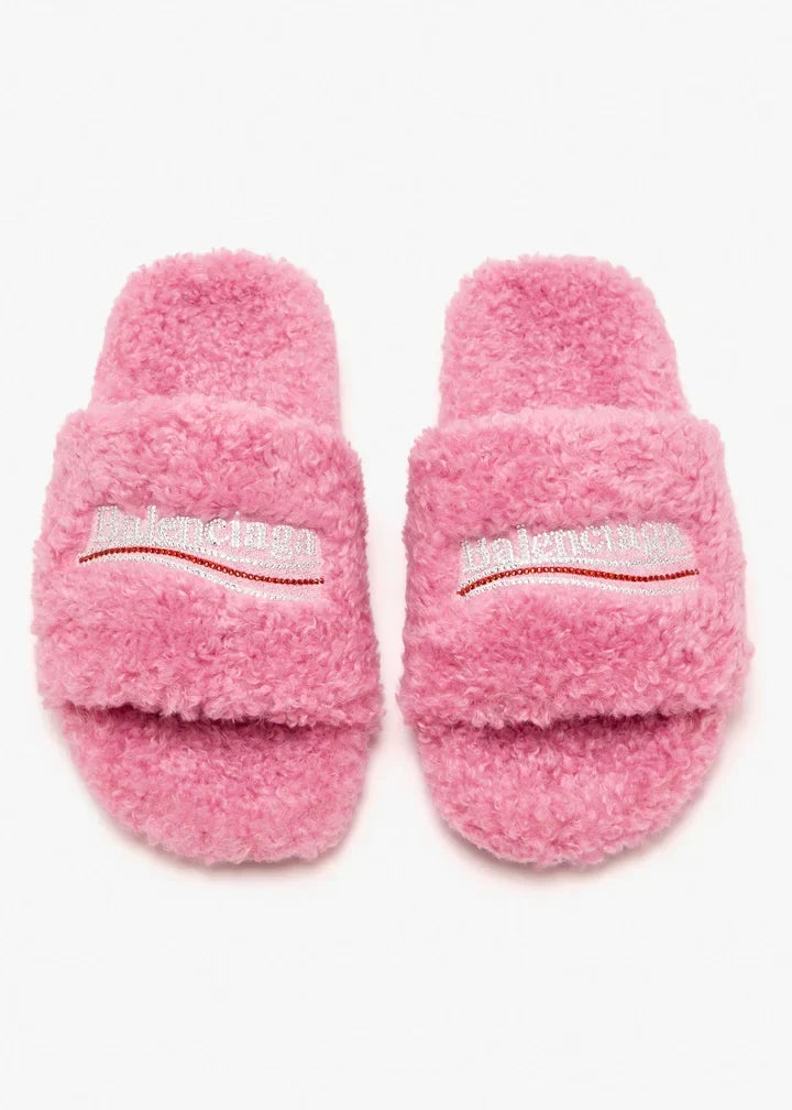 Balenciaga Sherpa Slides Pink
