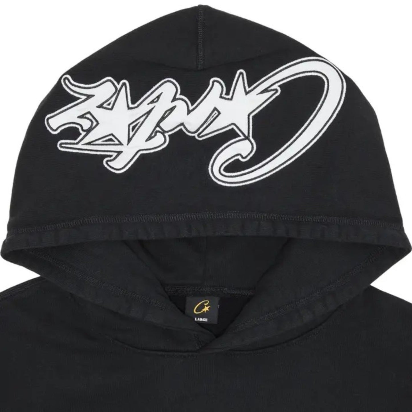C STAR SATIN HOODIE BLACK