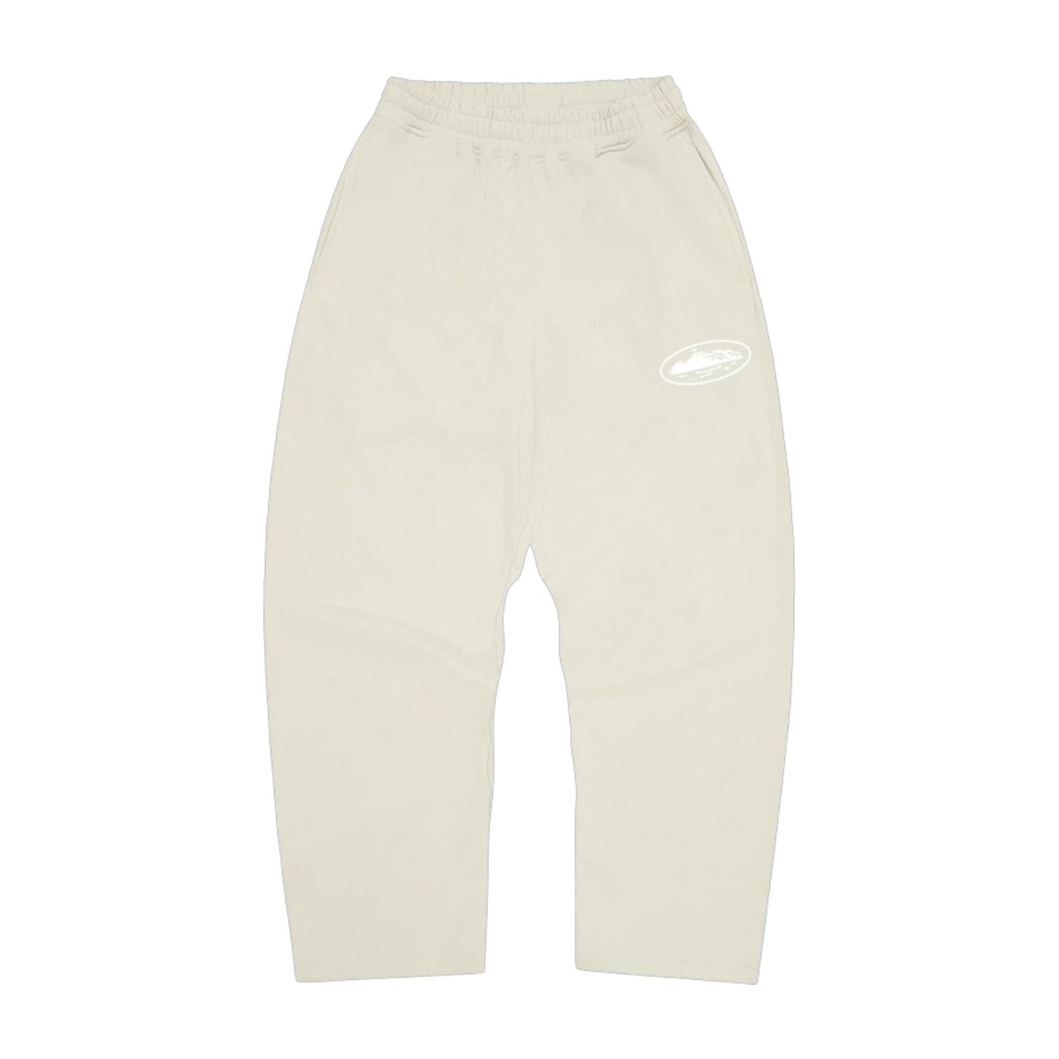 Corteiz Island Puff Print Open Hem Sweatpant Off White, front view