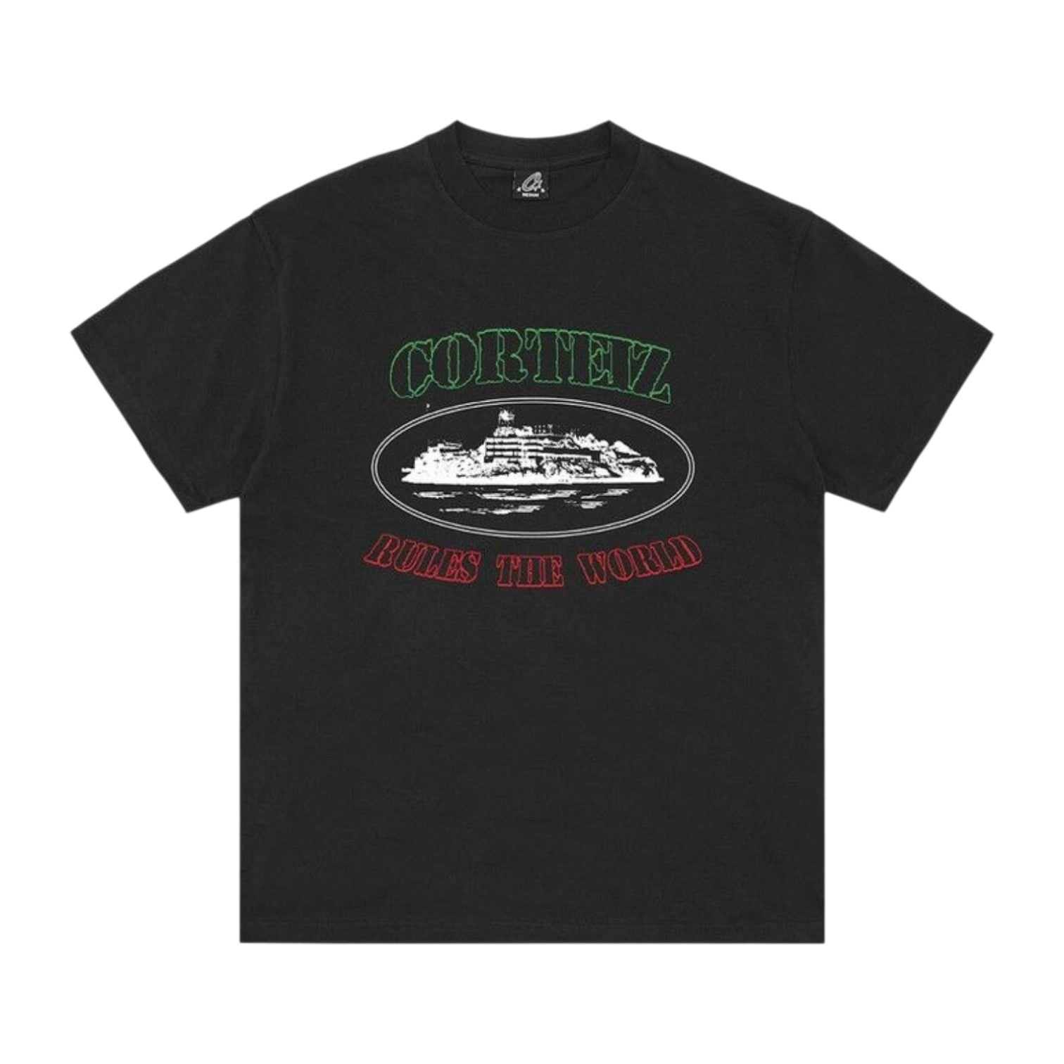 Corteiz OG Alcatraz Italia Tee Black, front view