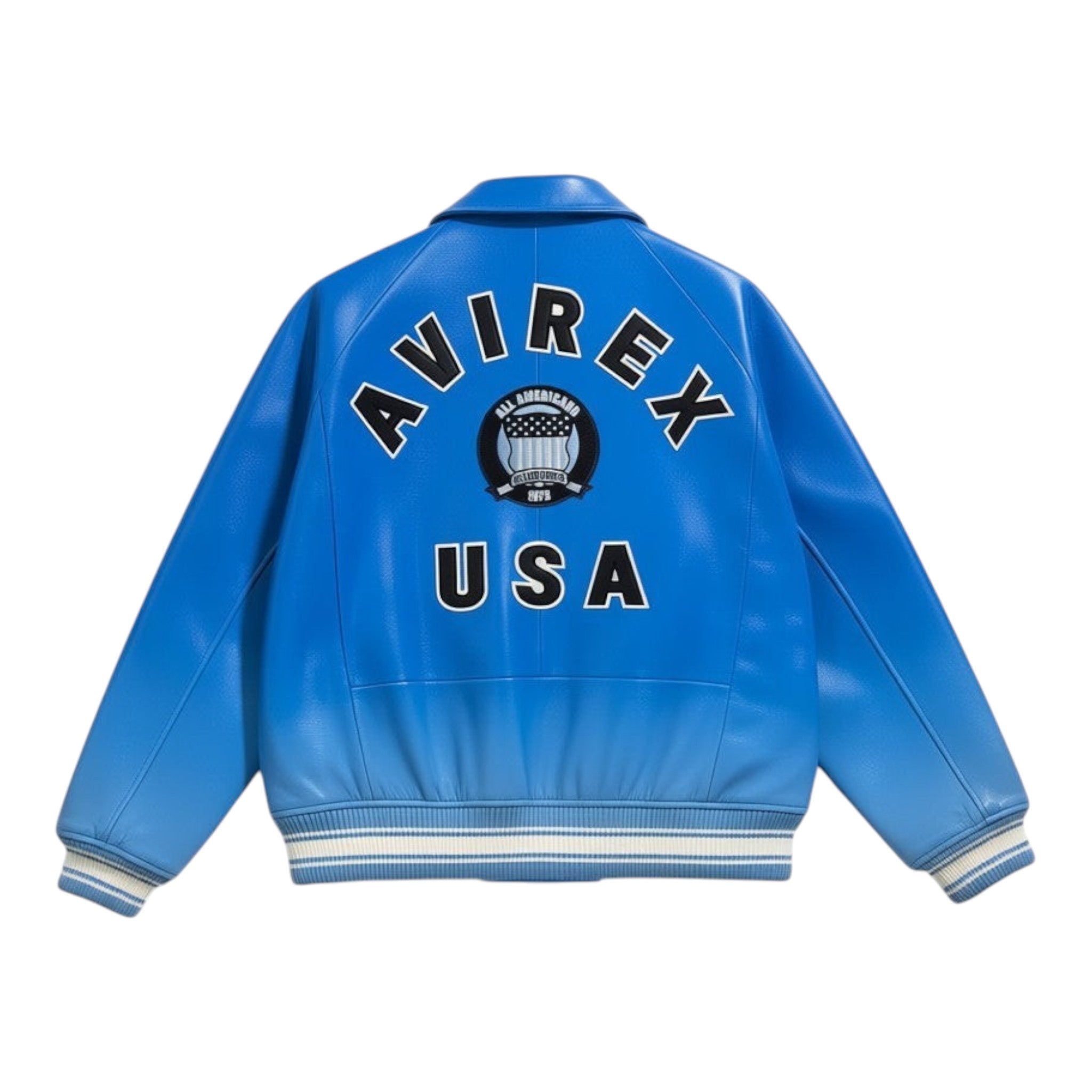 Avirex Icon Mazarine Blue Leather Bomber Jacket, front view