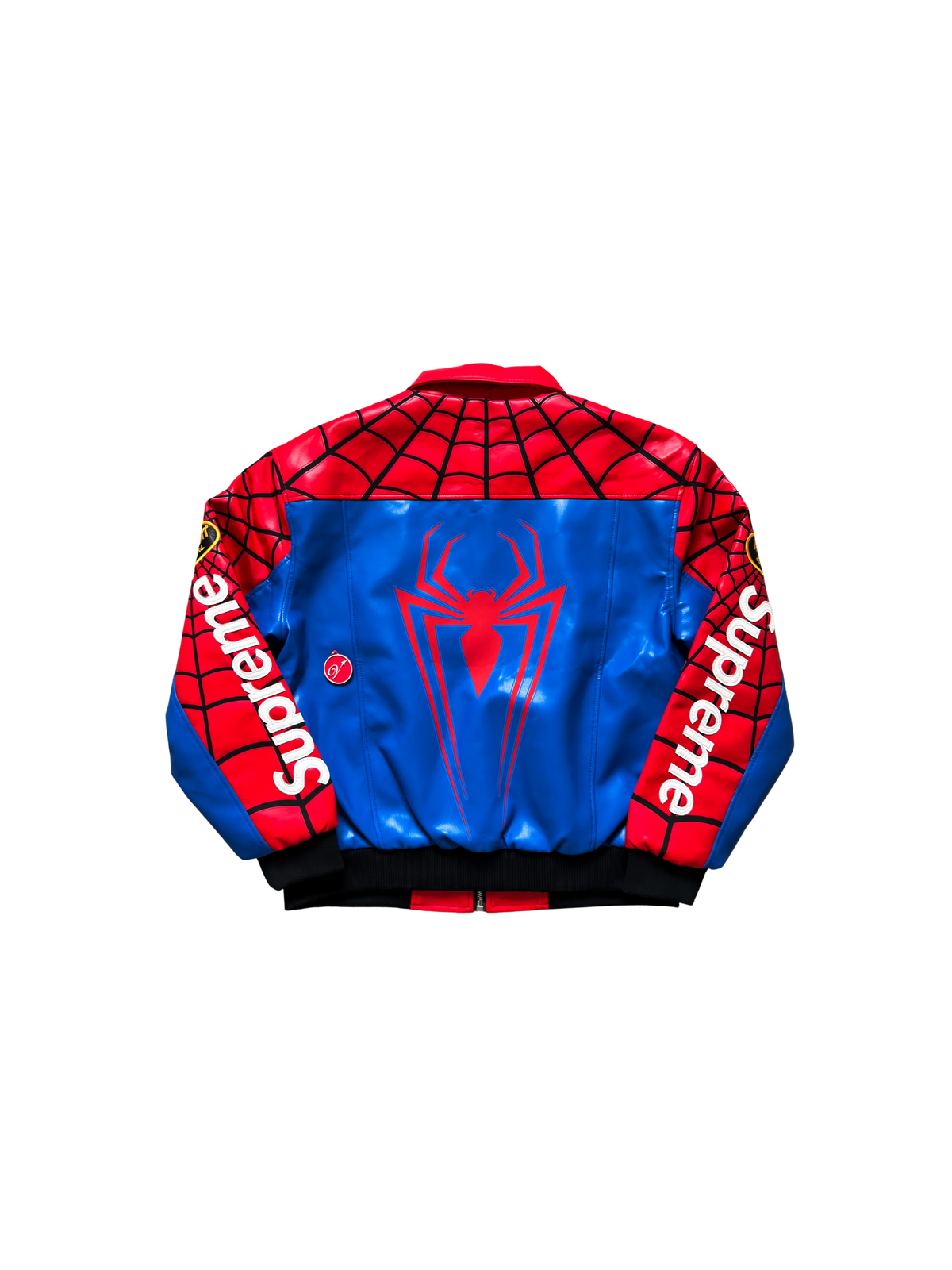 Supreme X Vanson Leathers Spider-Man Jacket - "Red/Blue"