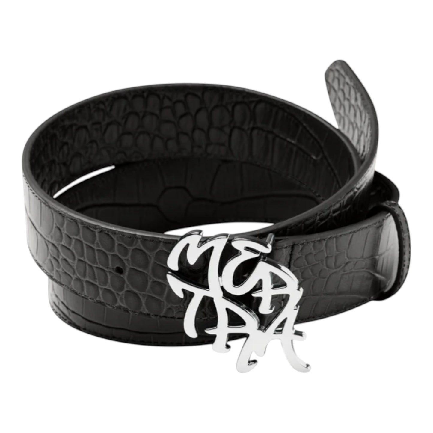 OFFCODE.USA black alligator skin leather belt with stainless steel buckle