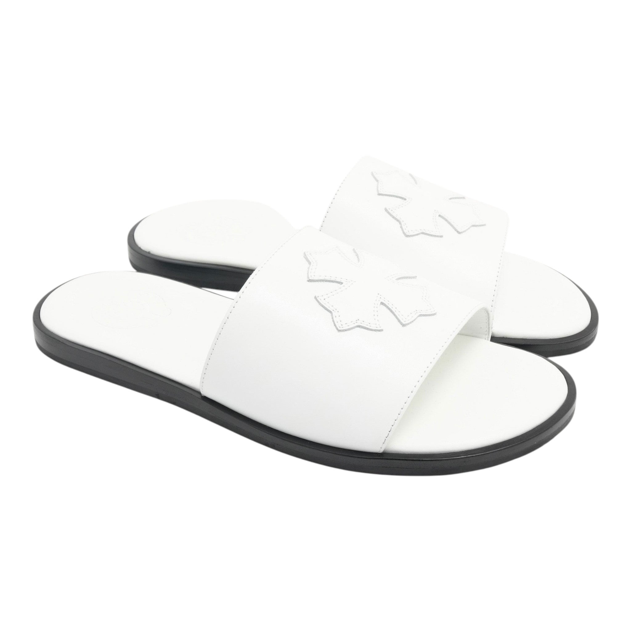 OFFCODE Plus Cross Patch Leather Slides, front view