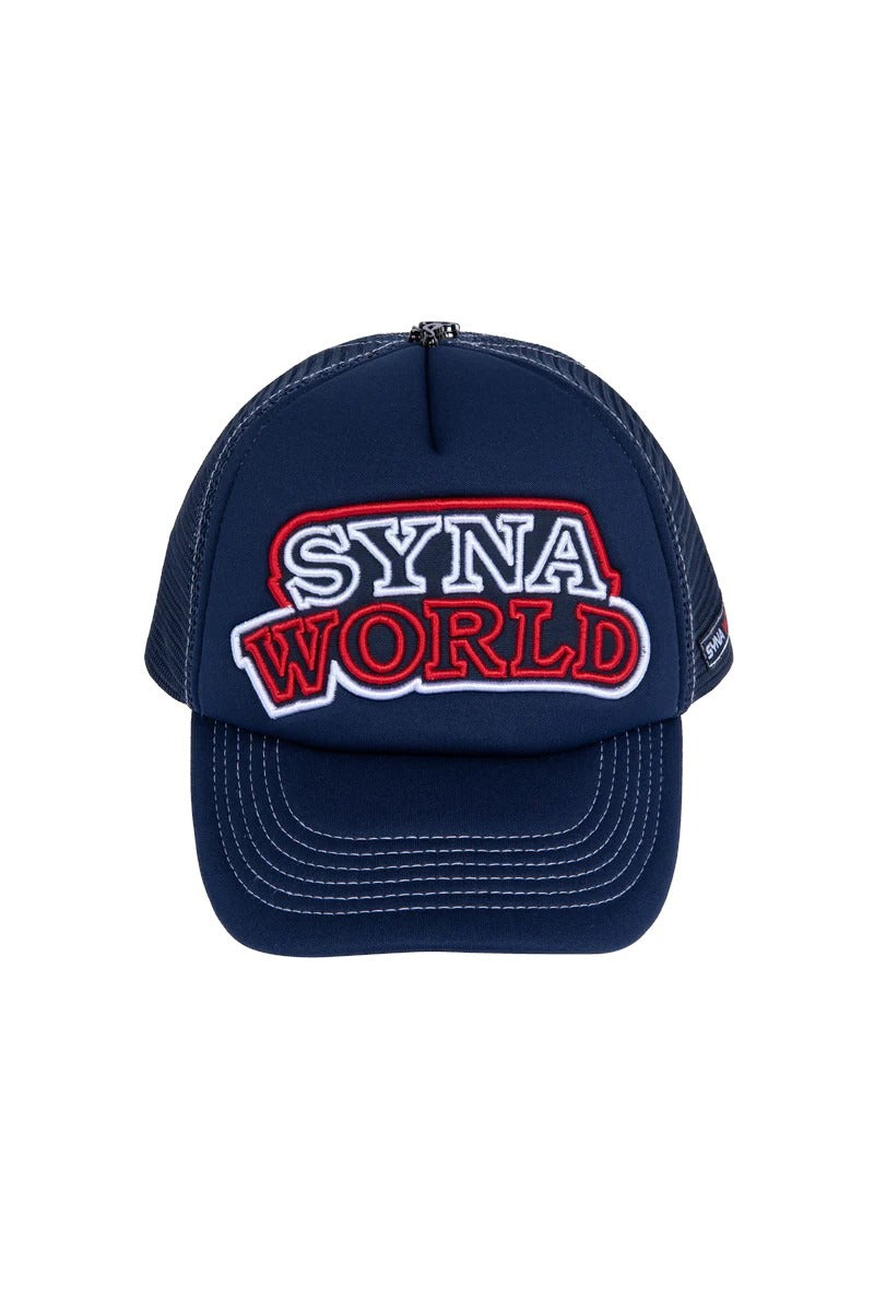 SYNA WORKWEAR TRUCKER CAP - NAVY/TOMATO