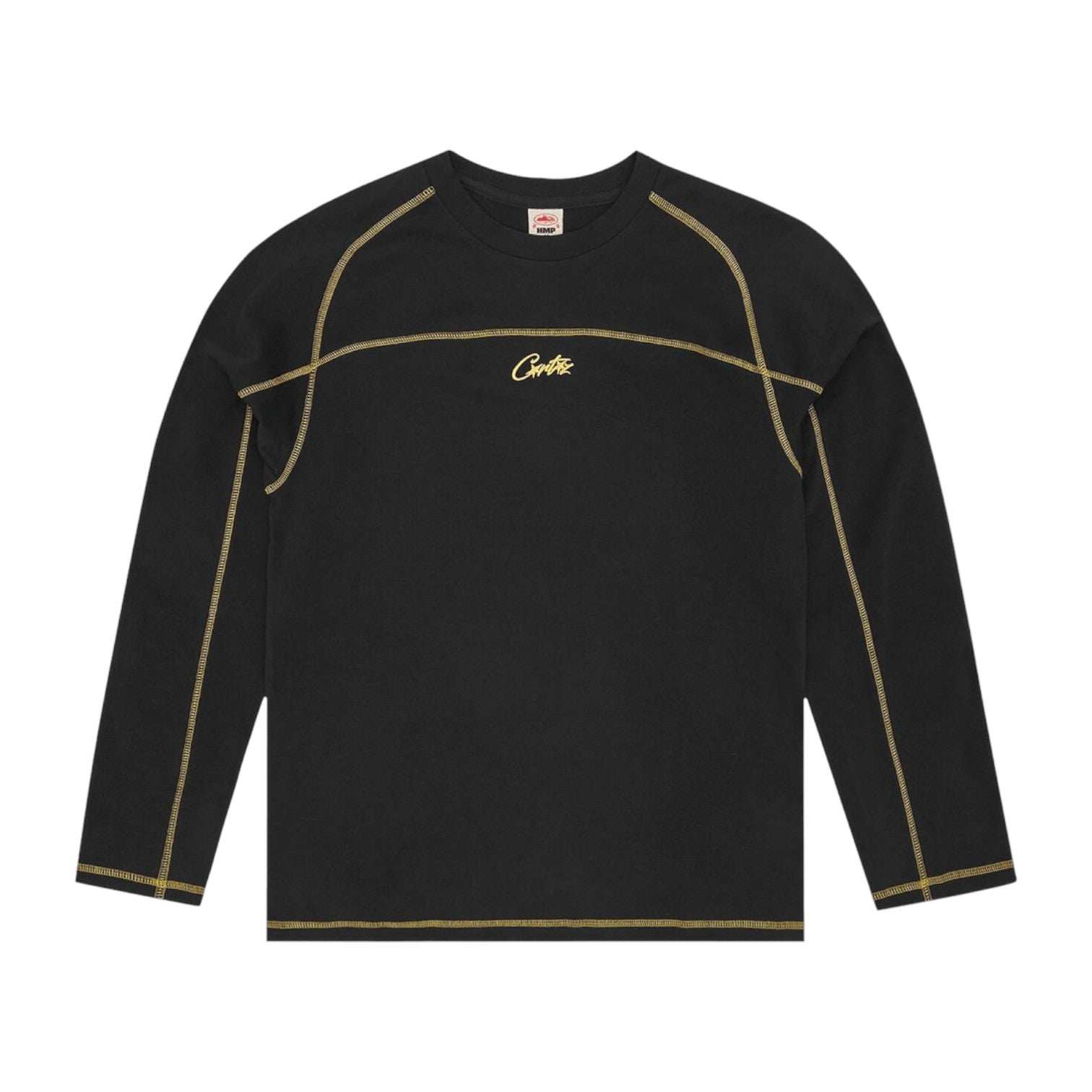 OFFCODE HMP Panel Heavyweight Long-Sleeve Tee Black/Yellow, front view