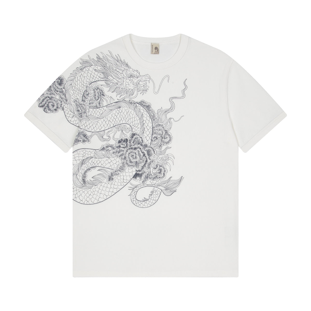 Derschutze Yakuza Ribbed T-Shirt in Off White - front view
