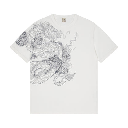Derschutze Yakuza Ribbed T-Shirt in Off White - front view