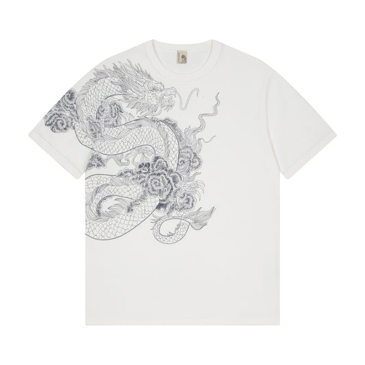 Derschutze Yakuza Ribbed T-Shirt in Off White - front view