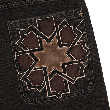 "aziza" brown washed Jorts