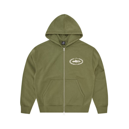 Corteiz Superior Royale Zip Hoodie - olive