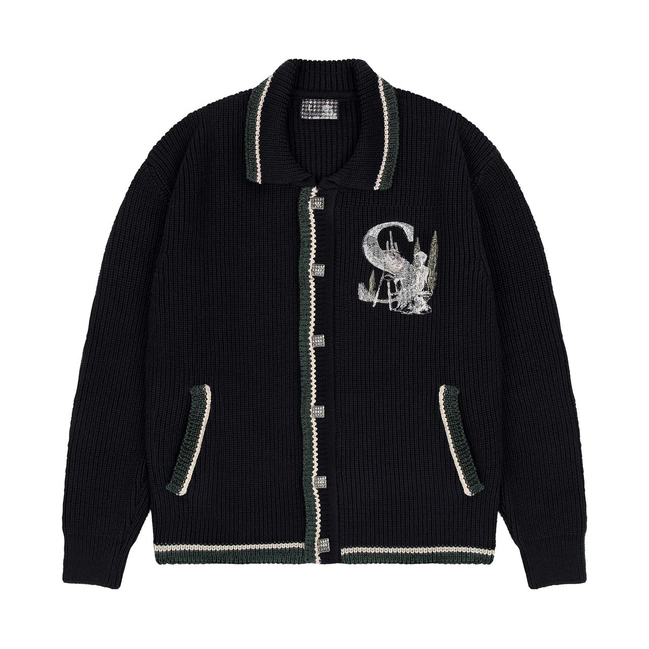 OFFCODE Gallery knitted polo cardigan, front view