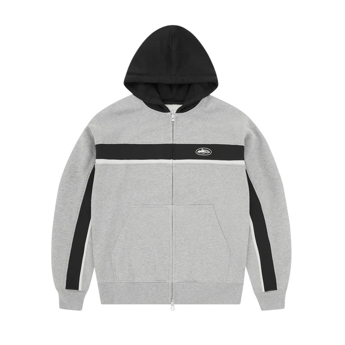 OFFCODE Ribbed Sporteiz Zip Hoodie Heather Grey, front view