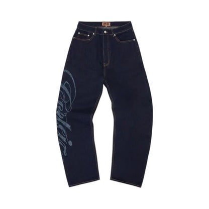 Corteiz Frayed Denim Baggy Jeans 'Indigo'