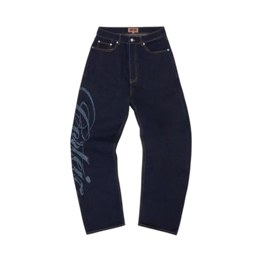 Corteiz Frayed Denim Baggy Jeans 'Indigo'