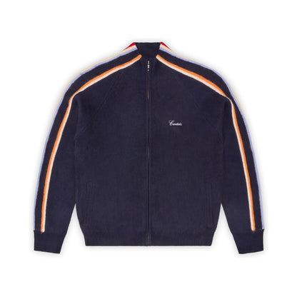 MULTI STRIPE KNIT ZIP UP [NAVY]