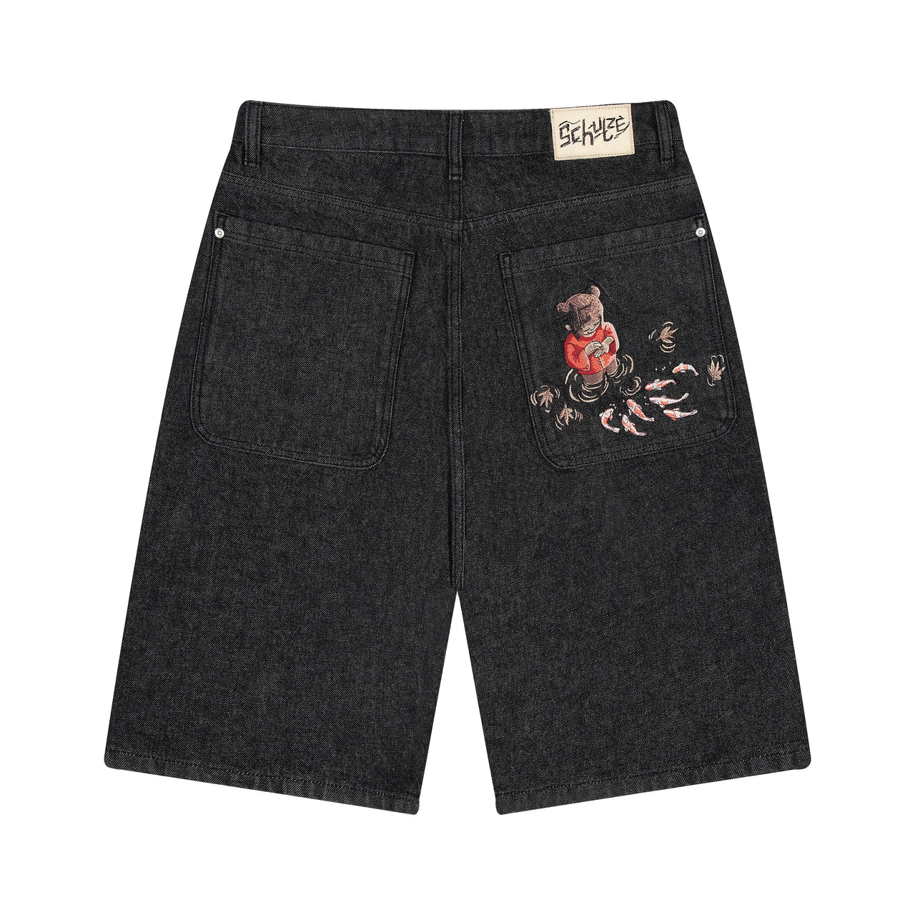 OFFCODE Koi Fish V2 Jorts Raw Black, front view