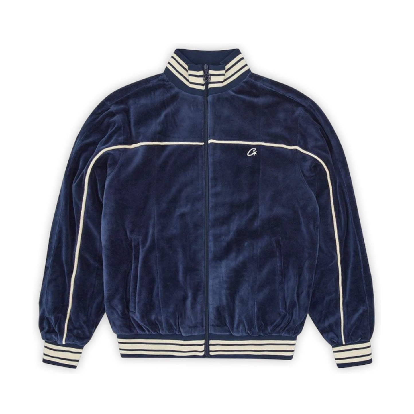 Corteiz VVS Uptown Velour Track Jacket - navy