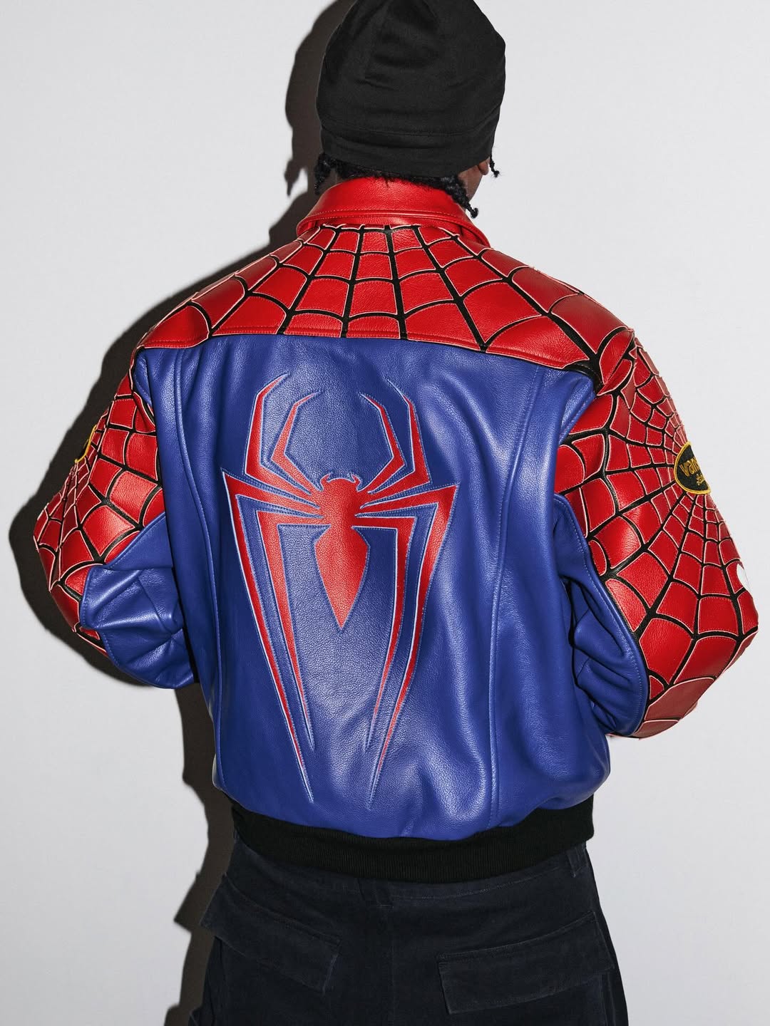 Supreme X Vanson Leathers Spider-Man Jacket - "Red/Blue"