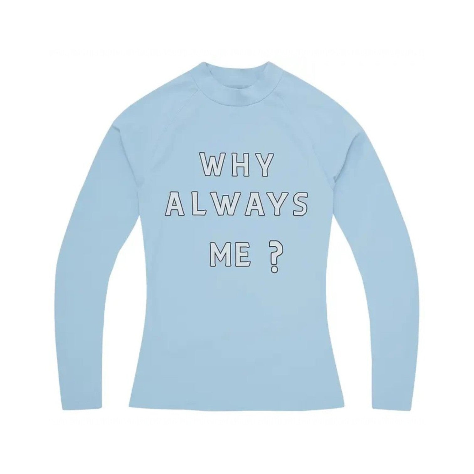 OFFCODE Why Always Me Compression Top Powder Blue, front view