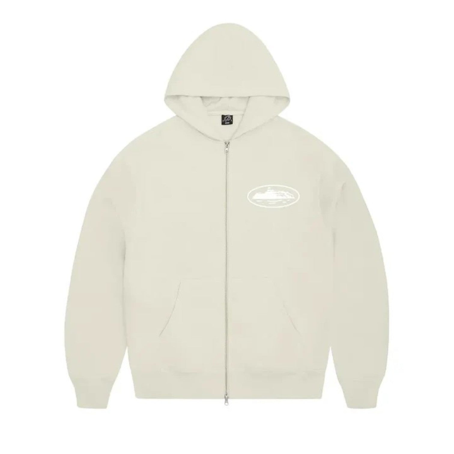 OFFCODE OG Island Puff Print Hoodie Zip-Up Off White, front view