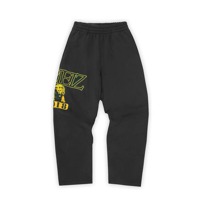 Corteiz Lion Varsity Open Hem Pant Black