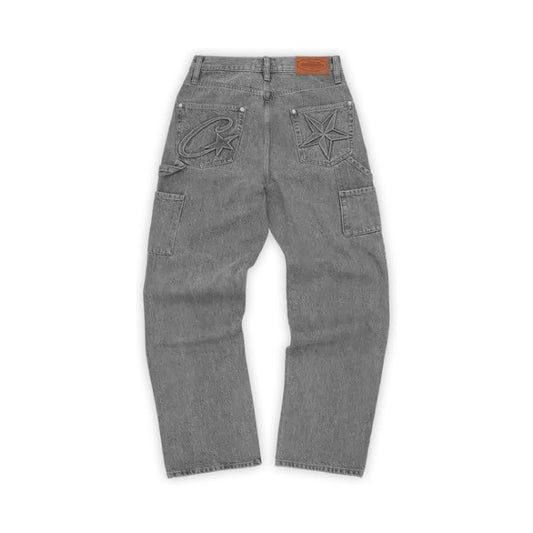 CORTEIZ EMBOSSED C-STAR DENIM WORK PANT [GREY]
