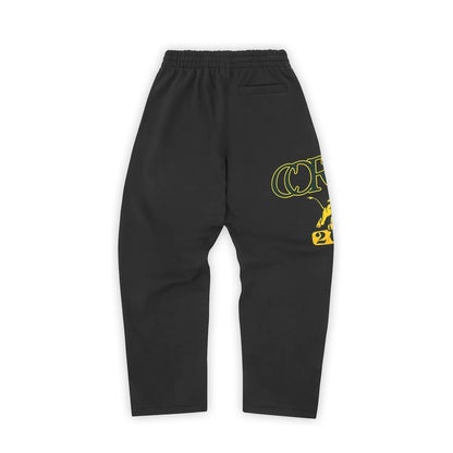 Corteiz Lion Varsity Open Hem Pant Black