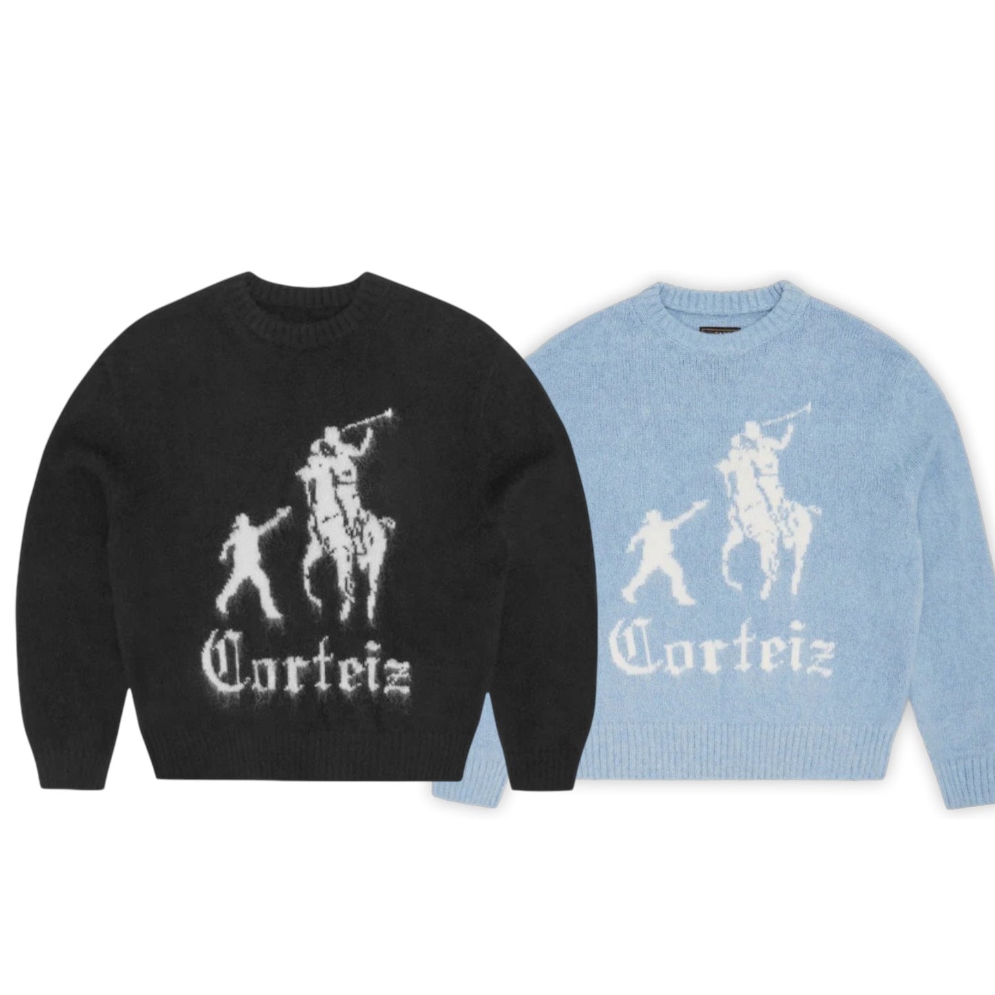 Jackin Knit Sweater Black - Sky blue