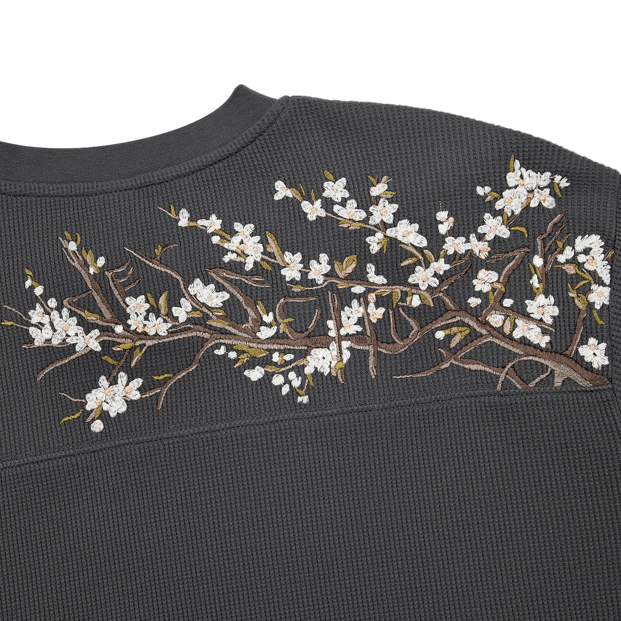 بلوزة "blossom" الوافل بأكمام طويلة لون أنثراسيت