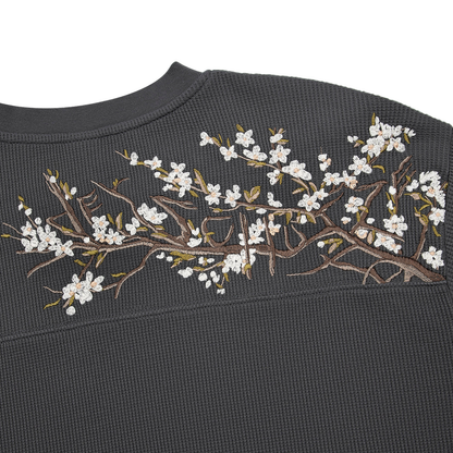 بلوزة "blossom" الوافل بأكمام طويلة لون أنثراسيت