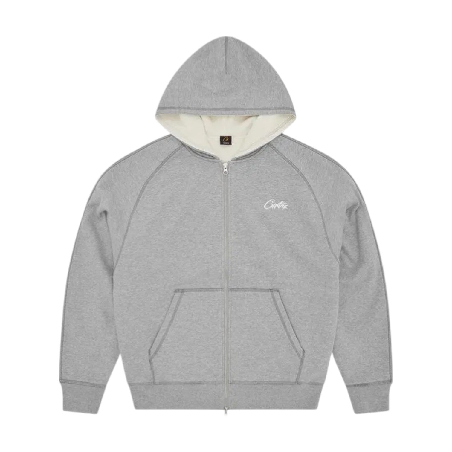 Corteiz HMP Thermal Zip Hoodie Heather Grey, front view