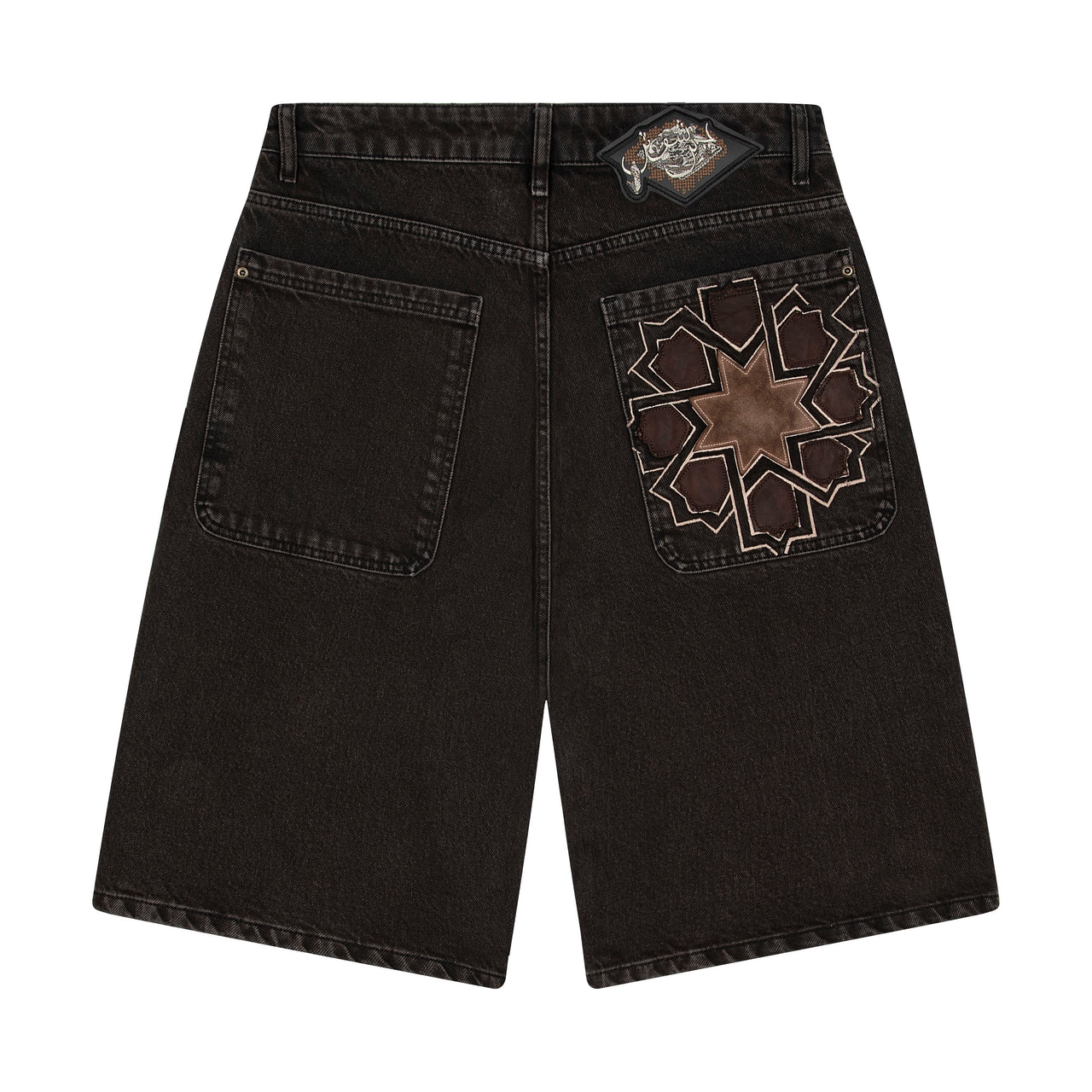 OFFCODE Aziza Brown Washed Jorts, front view