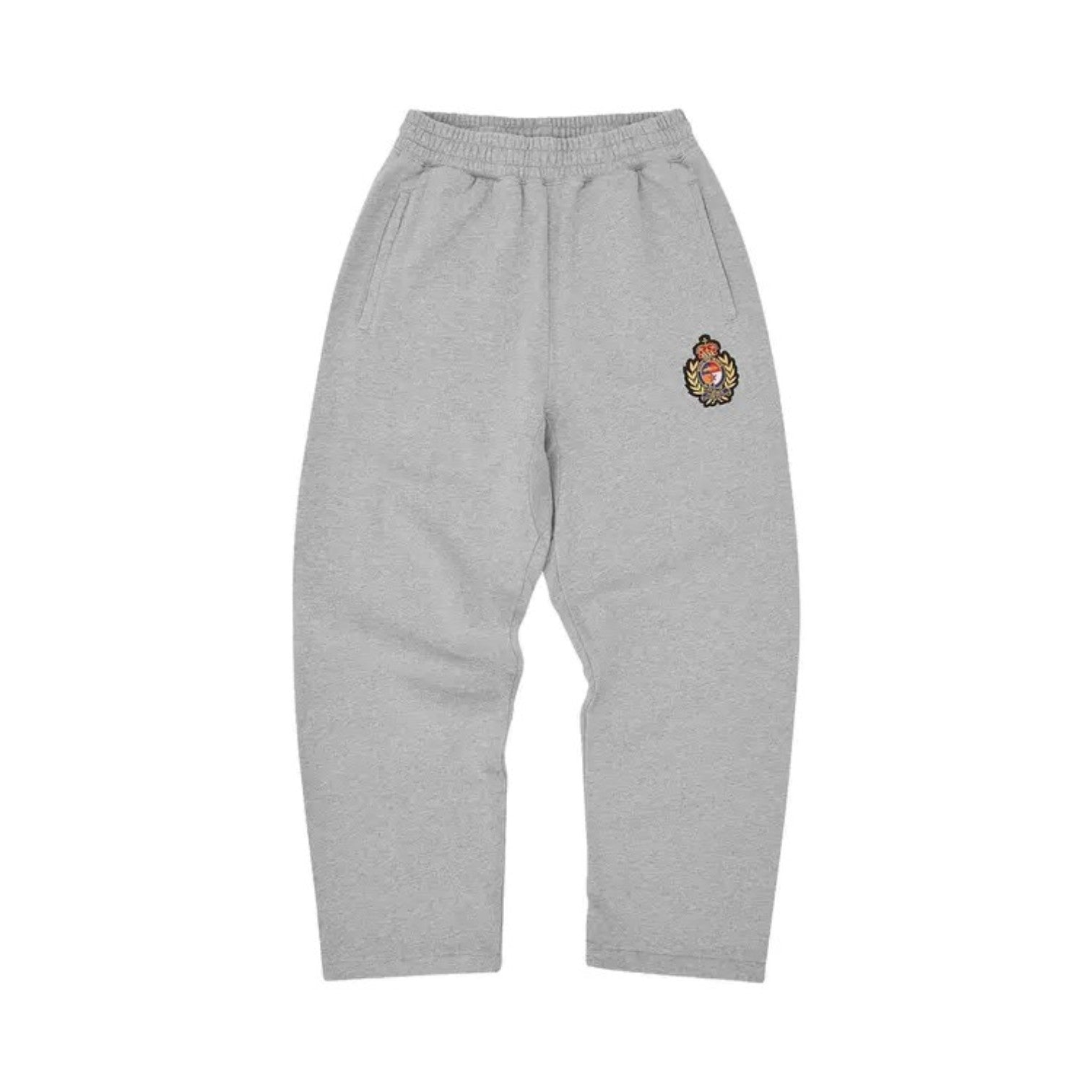 Corteiz Royale Crest Open Hem Sweatpant Heather Grey, front view