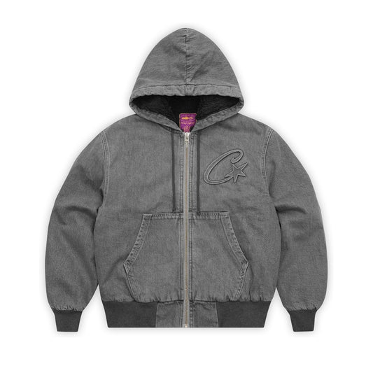 Corteiz Embossed C-star Denim Work Jacket Grey