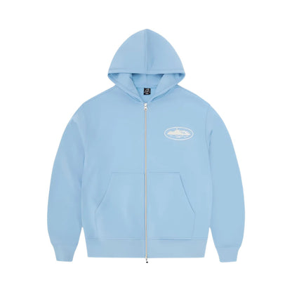 Corteiz baby blue zip up hoodie