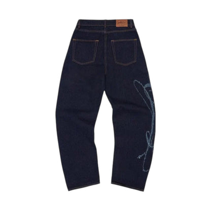 Corteiz Frayed Denim Baggy Jeans 'Indigo'