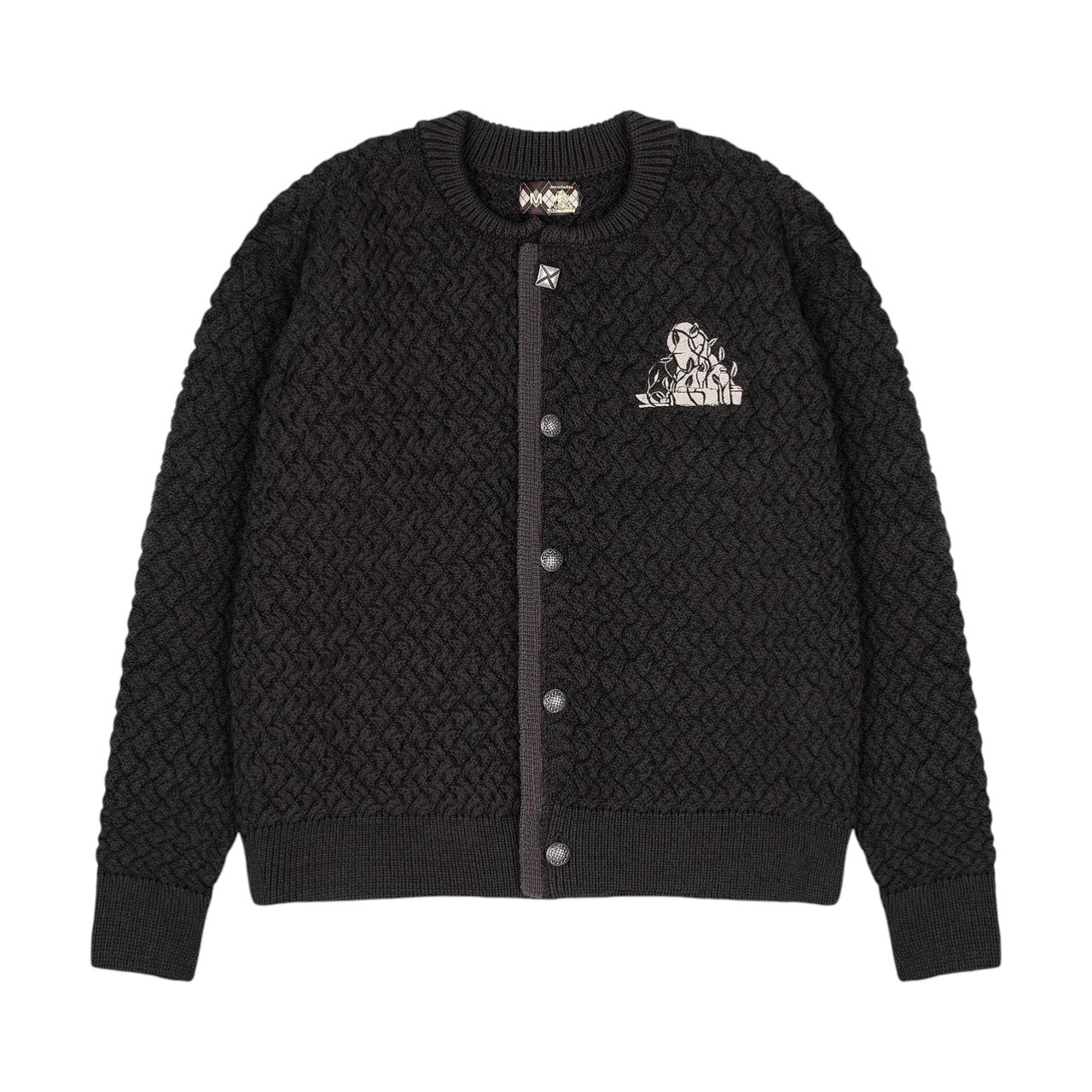OFFCODE Garden of Eden Cardigan Anthracite, front view