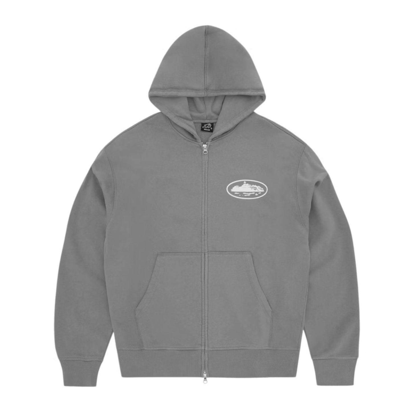 Island Puff Print Zip Hoodie Gully Grey