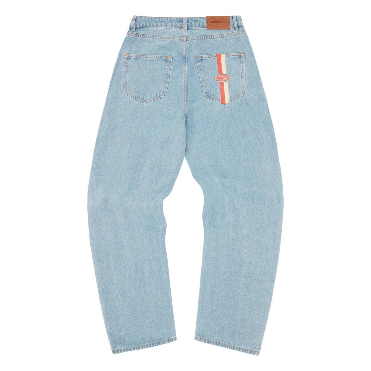 Corteiz Dual Stripe Baggy Jeans - Stone Wash