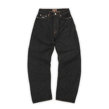 DUAL STRIPE BAGGY JEANS [WASHED BLACK]