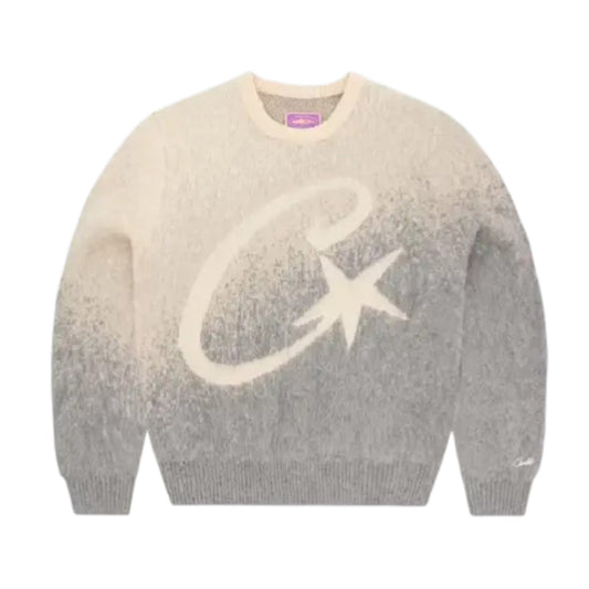 Corteiz C Star Gradient Mohair Knit Sweatshirt Gradual grey