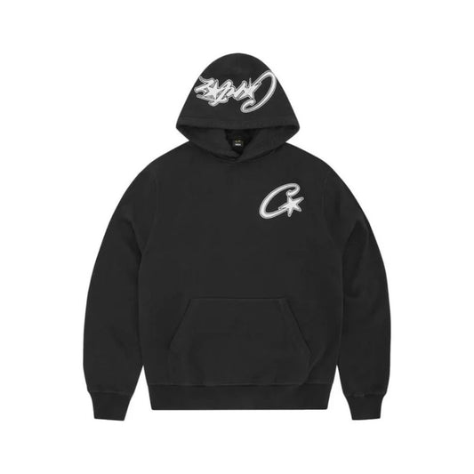 C STAR SATIN HOODIE BLACK