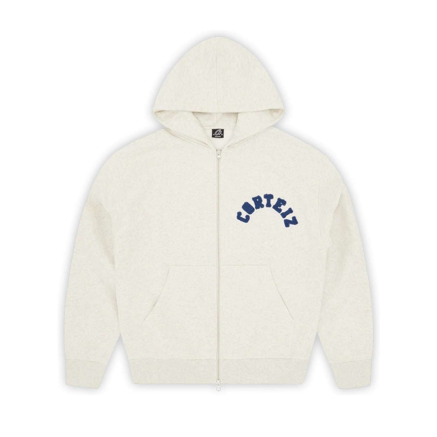 Corteiz Colly Arch Zip Hoodie Light Heather Grey, front view