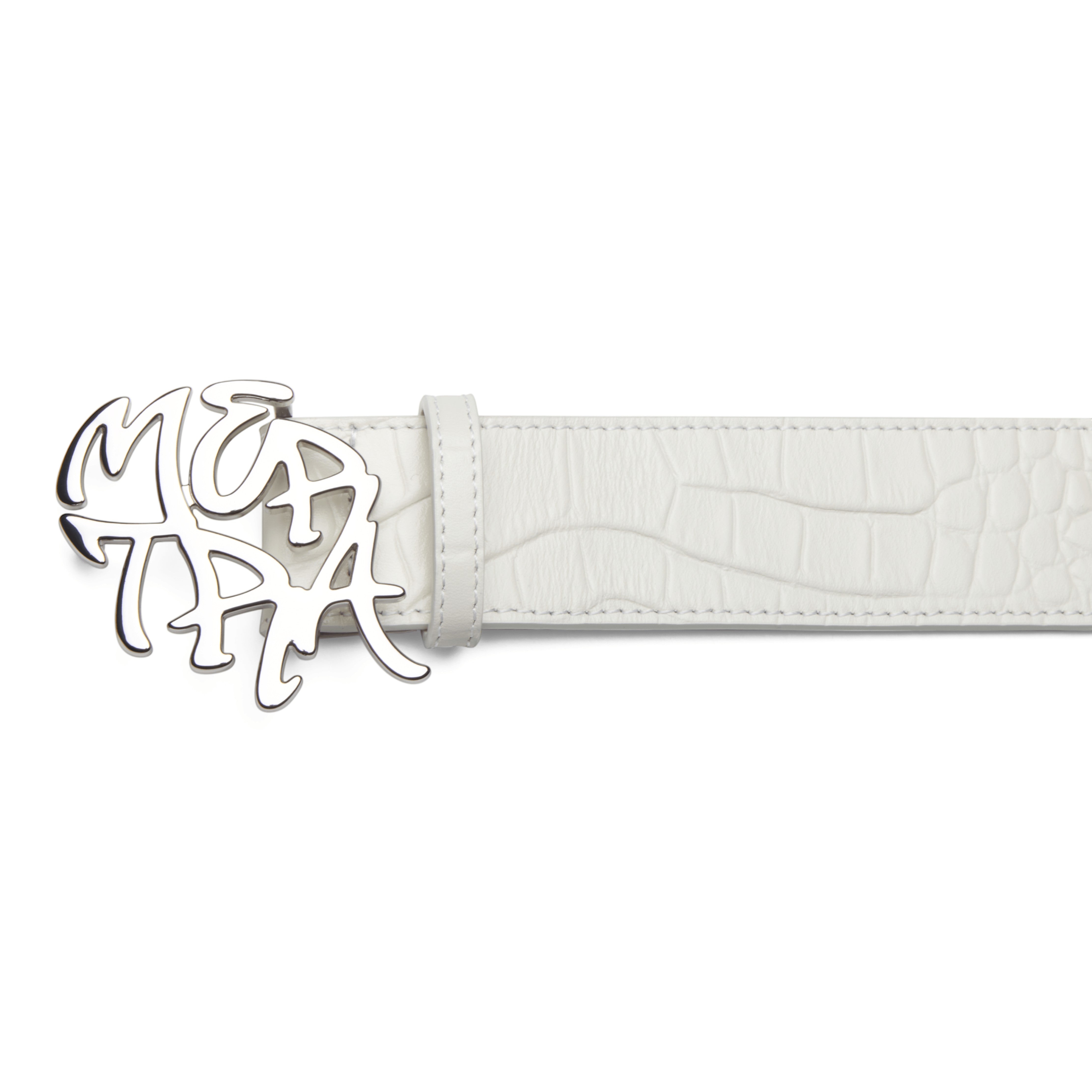 OFFCODE Alligator Skin Belt White