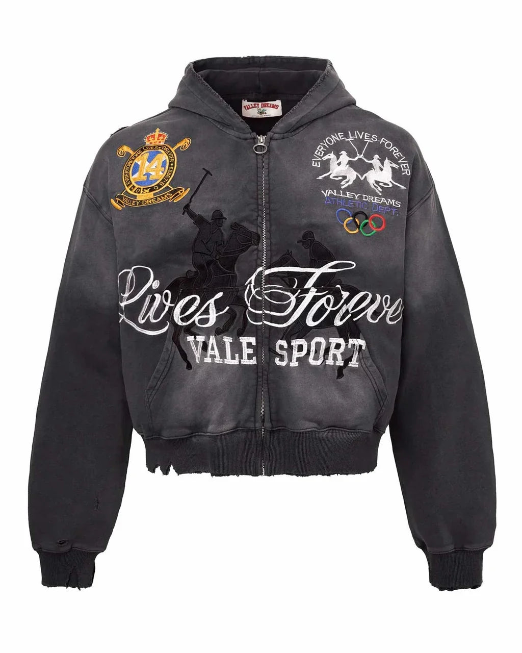 Vale Forever Blackrock Zip Up Hoodie Black
