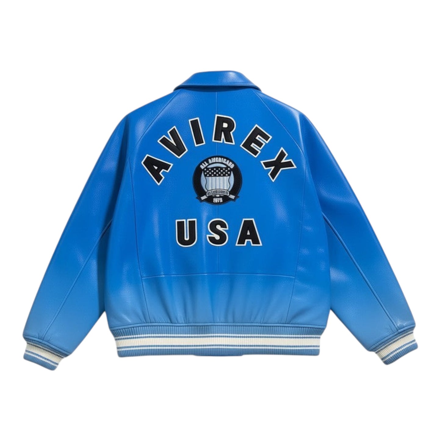 Avirex Icon Mazarine Blue Leather Bomber Jacket